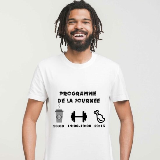 T-shirt Homme Programme de la journée musculation